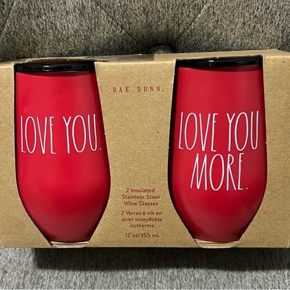 NIB Rae Dunn Red Stainless Steel Stemless Wine Glasses - Picture 1 of 3